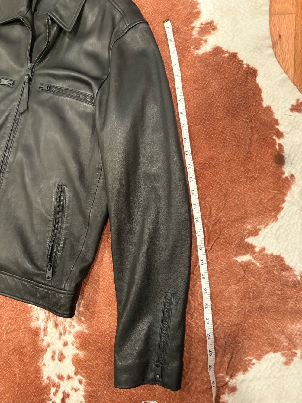 All Saints Karl Leather Jacket Size Medium Lamb Skin Black Leather Jacket - Picture 4 of 7
